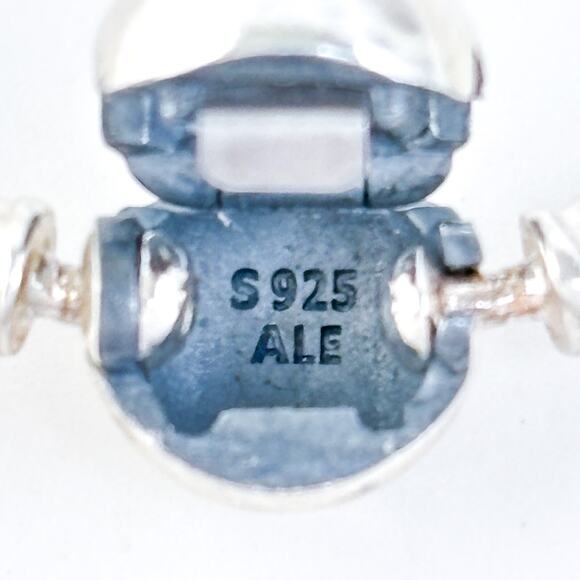 Vintage Pandora Sterling Silver Logo Barrel Clasp Charm Bangle Bracelet 7.25" - Picture 7 of 8